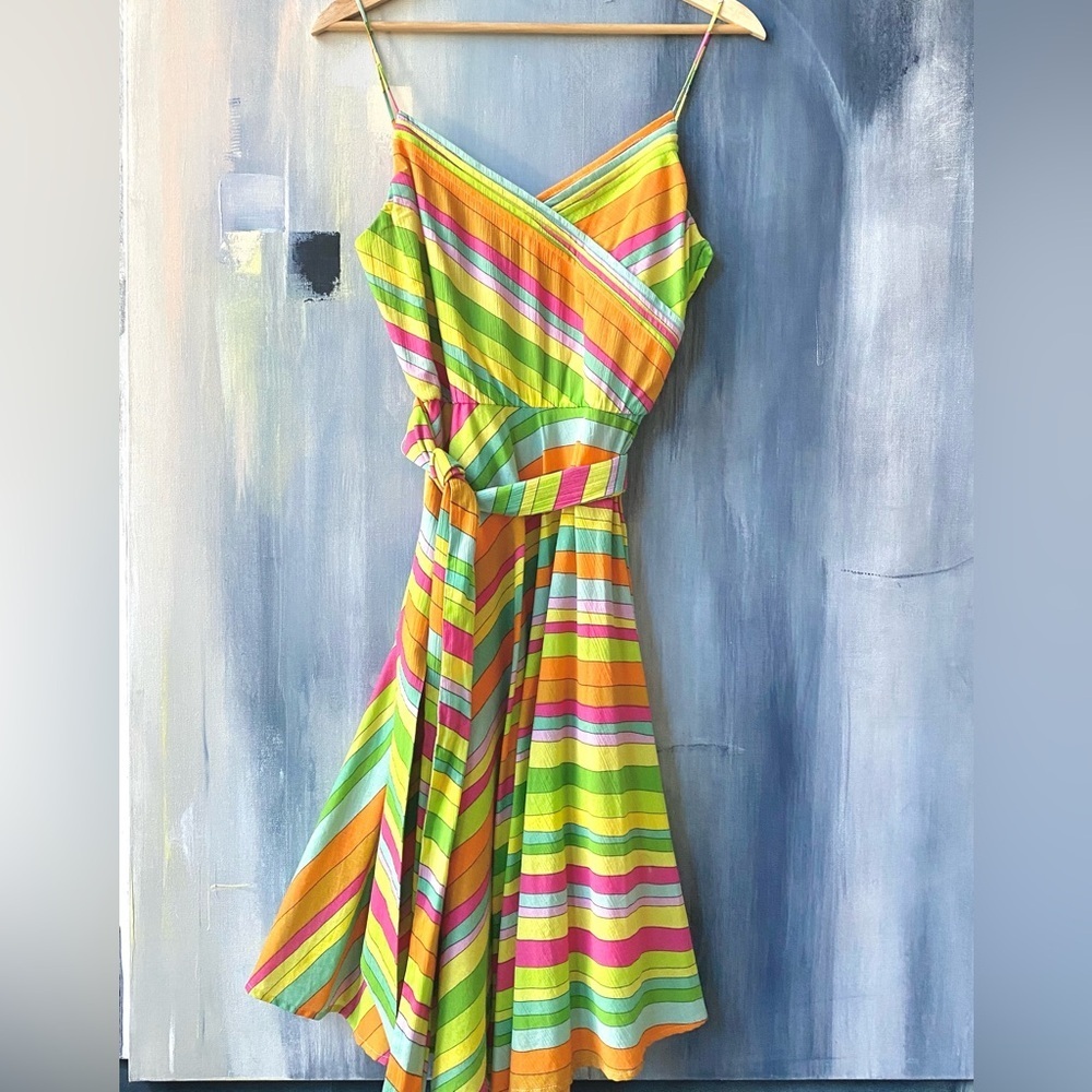 MARC JACOBS Multicolor Striped Spaghetti Strap Midi Summer Dress - Picture 2 of 7